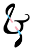 A black treble ampersand with trans flag stripes. 