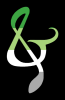 An aro flag treble ampersand against a black background. 